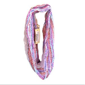 Collection 18 | Lightweight Infinity Scarf | White with Multicolor Edges